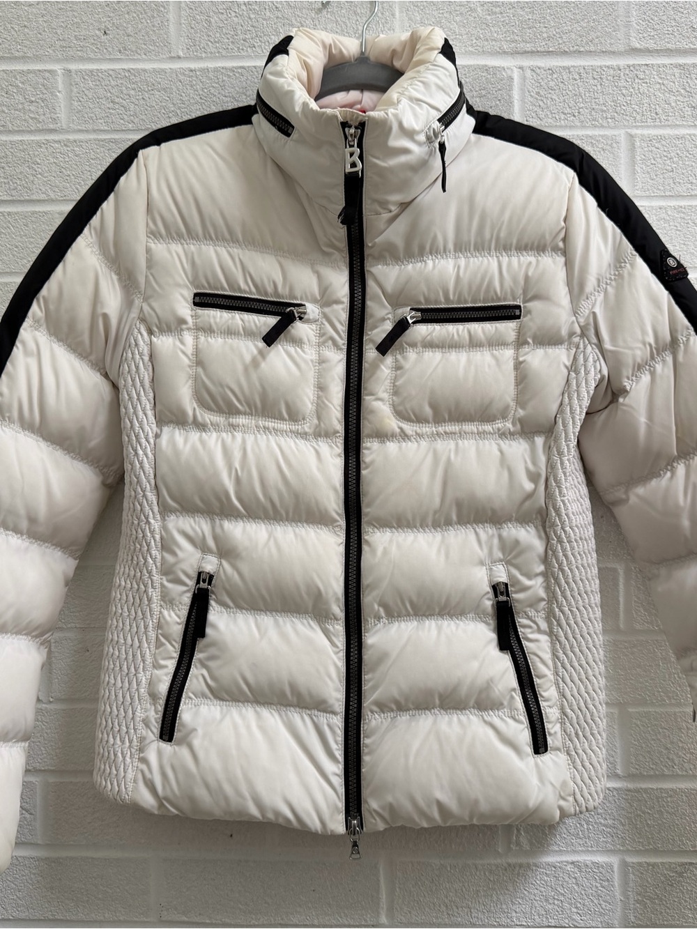 Bogner White and Black Quilted Ski Jacket